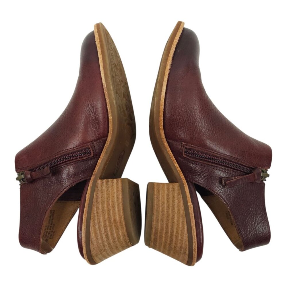 Sofft Arabia Slingback Bootie Women 6M Port Leather Maroon Side Zip Stacked Heel - Picture 5 of 16